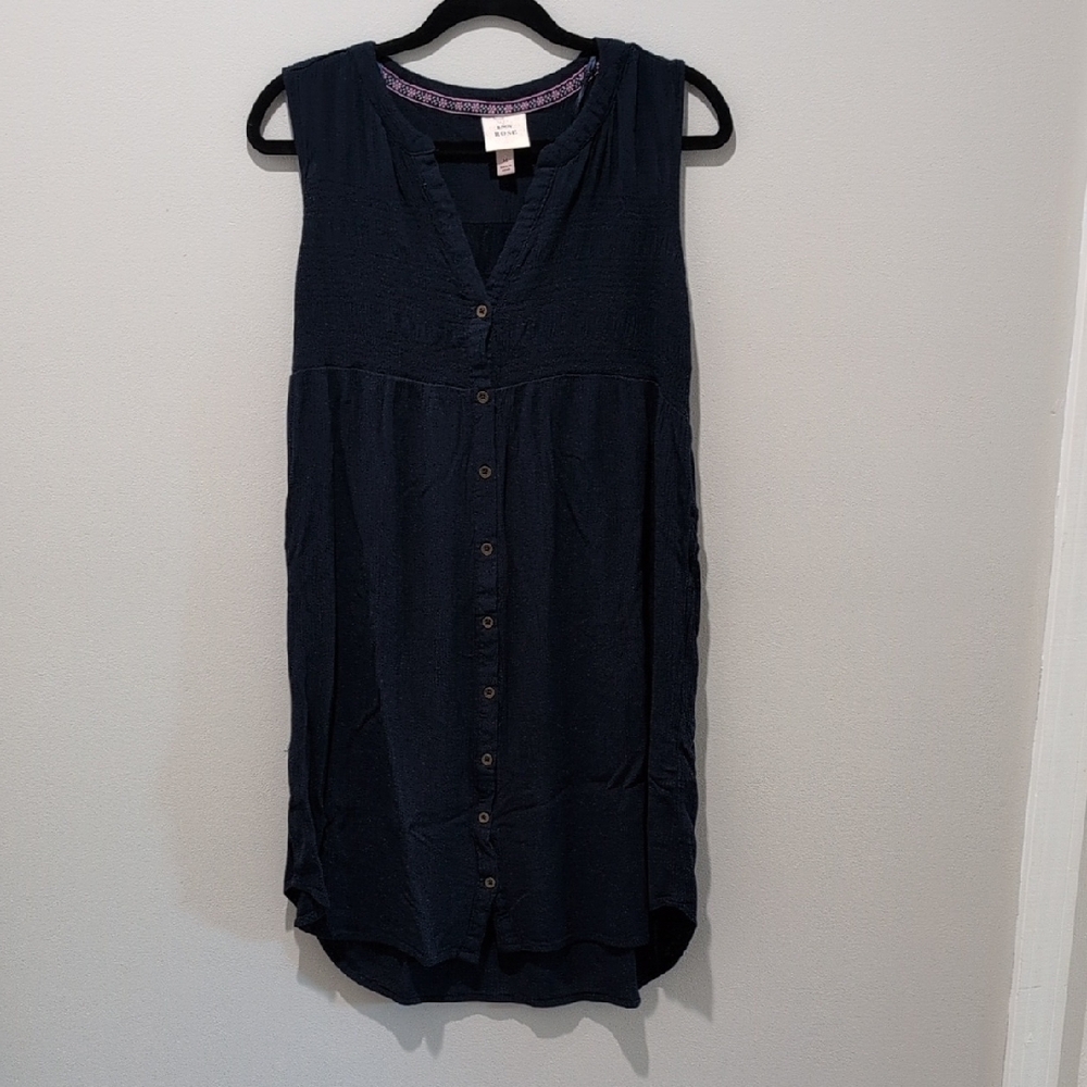 Knox Rose Sleeveless Button-Down Dress in Dark Blue